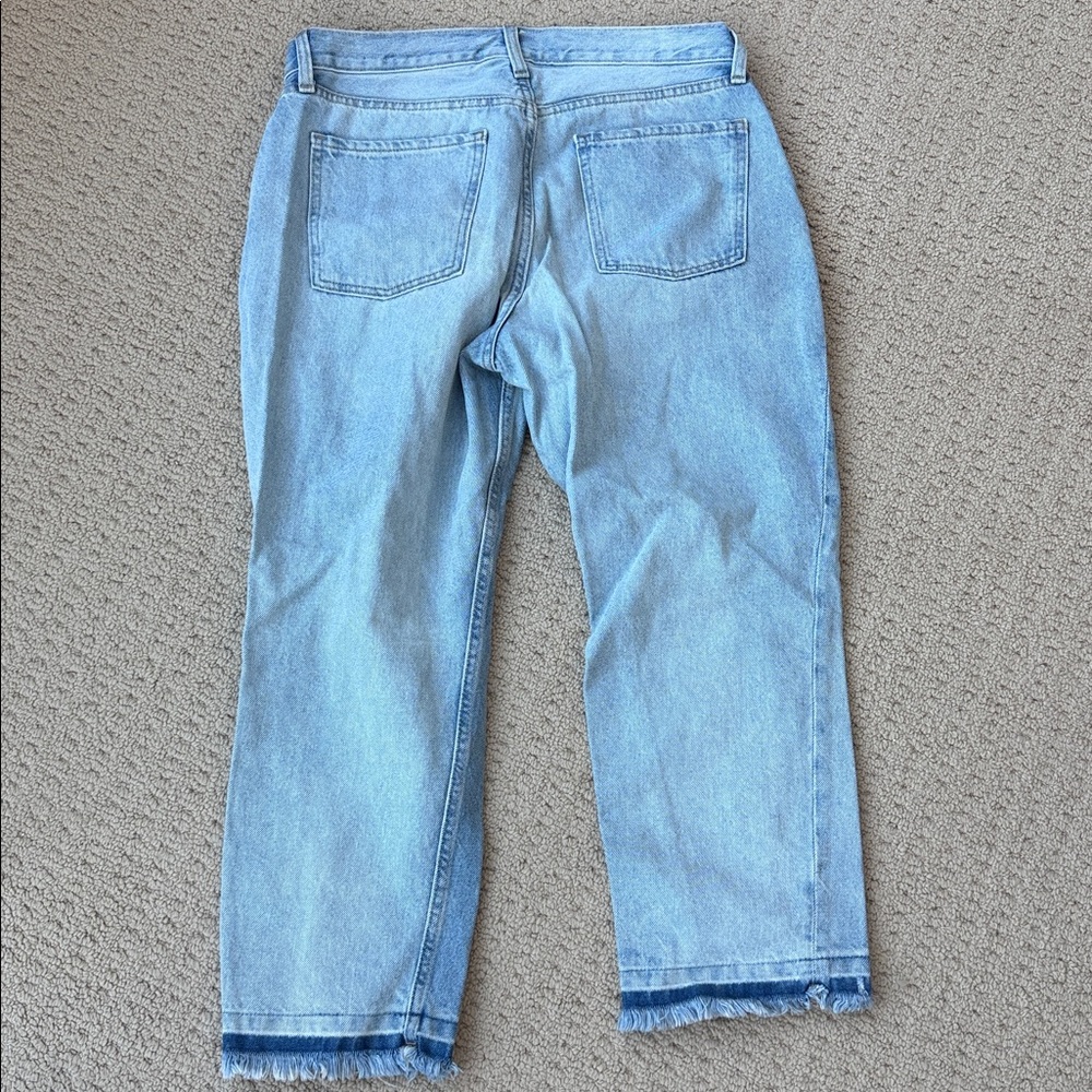 Old Navy Button-fly High Rise Sloughy Ripped Straight Crop Jeans - Picture 10 of 12